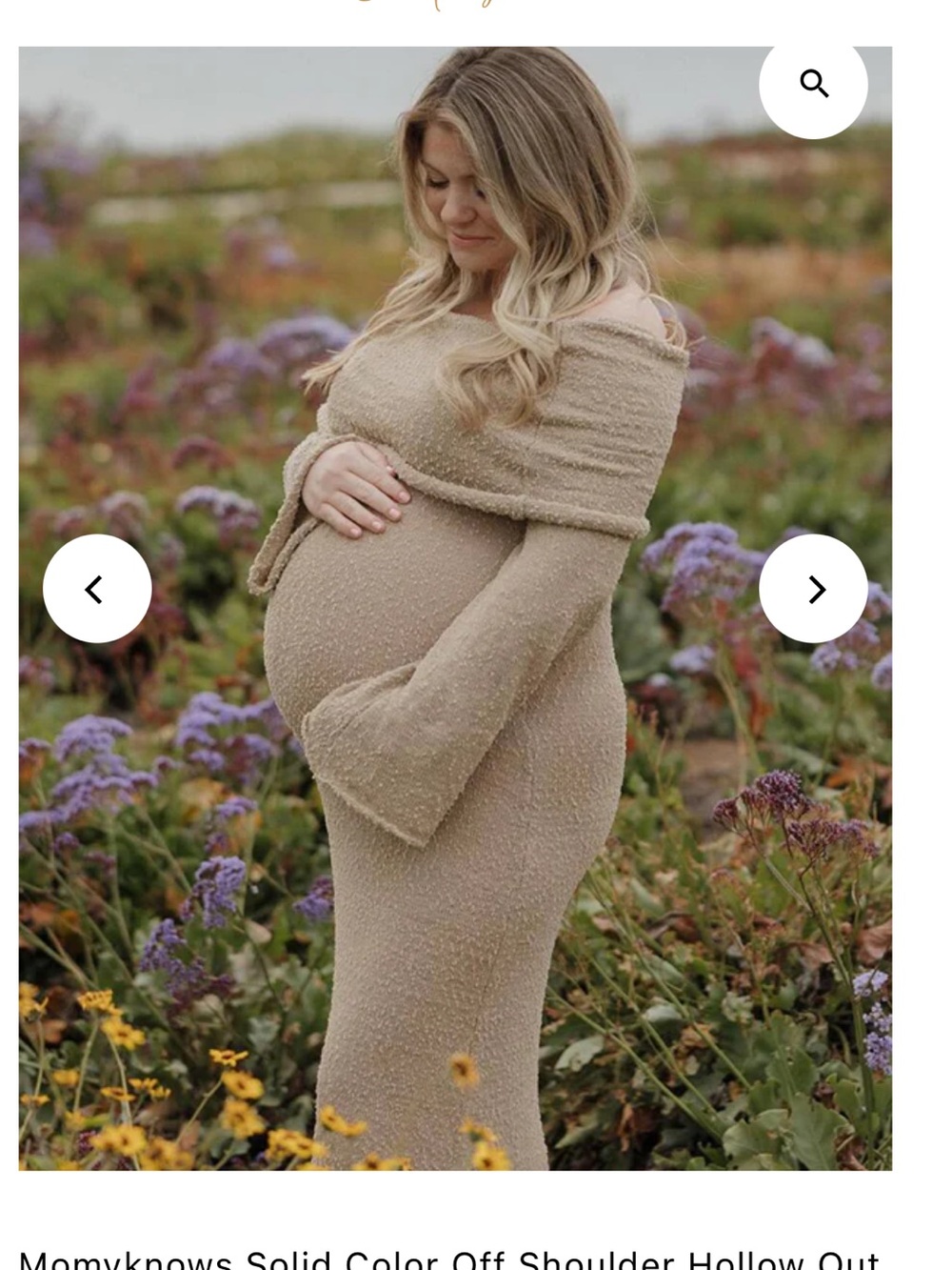 Off-Shoulder Maternity Maxi Dress in Beige
